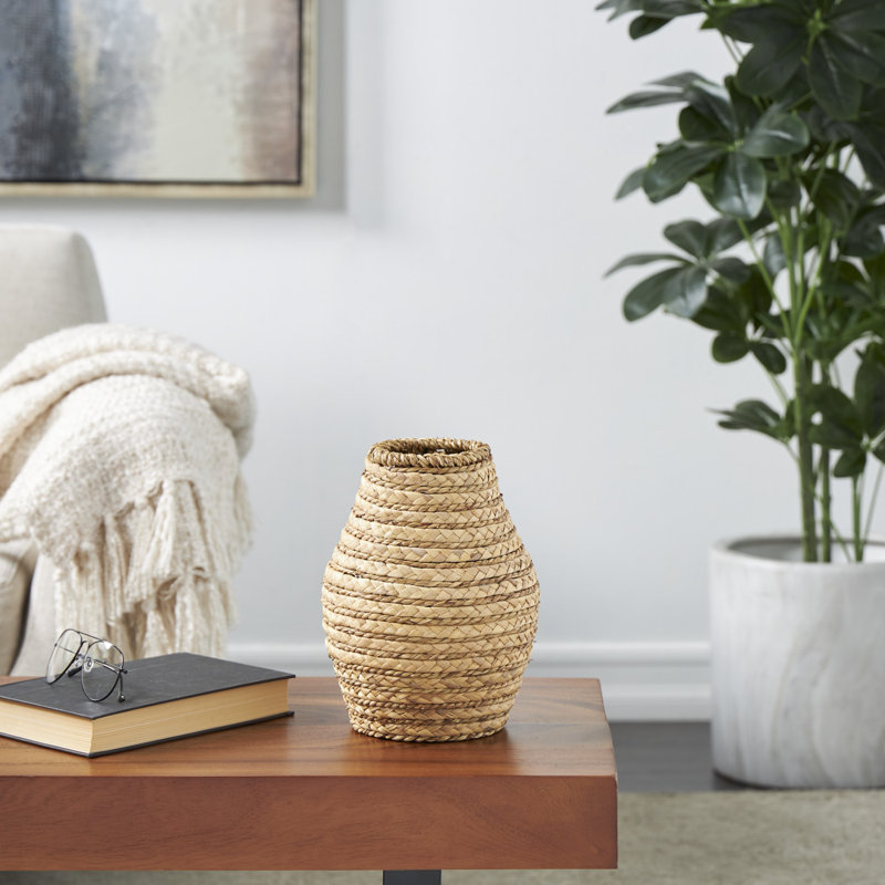 Handmade Seagrass Table Vase, 10.3" H x 7.8" W x 7.75" D