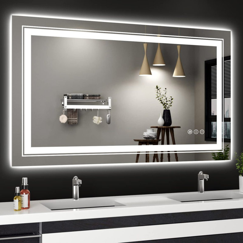 Miroir mural anti-buée, 24 po x 40 po, Blanc 3