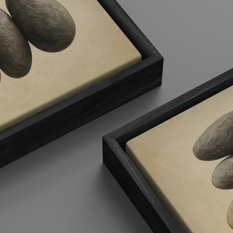 "Stacked Zen Art", impression sur toile encadrée, Noir, H 60 po x l 20 po