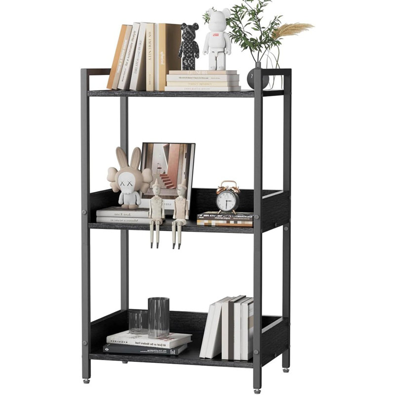 Bibliothèque avec armoire de rangement, commode d'angle moderne à 3 niveaux