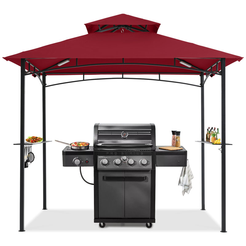 MASTERCANOPY 8 Ft. W x 5 Ft. D Steel Grill Gazebo, Burgundy
