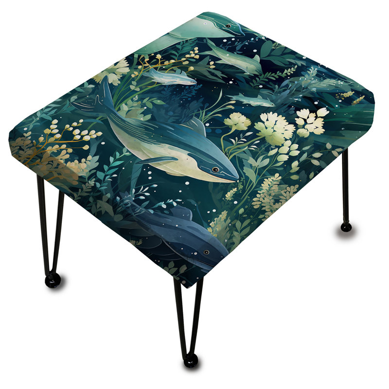 Motif côtier de baleine océanique - repose-pieds rectangulaire côtier