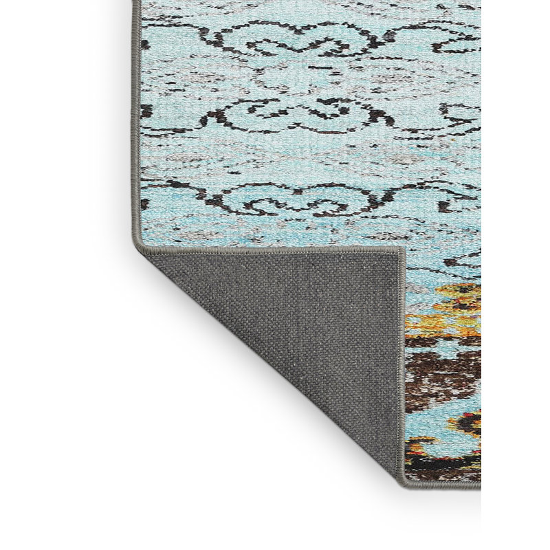 Tapis bleu/brun contemporain, Rectangle 5 pi x 7 pi