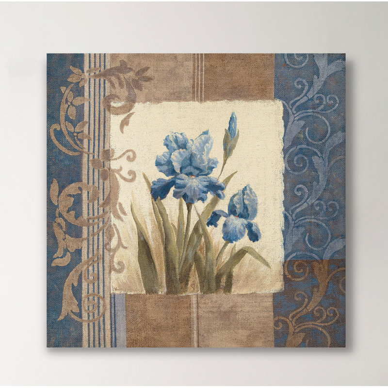 « blue iris scroll », peinture sur toile tendue, H 40 po x l 40 po x P 1,5 po