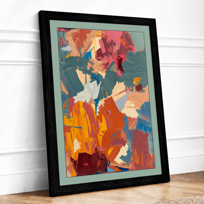 Collision of Colour Abstract - Framed Print, Black, A4 - 29.7 x 21.0 cm