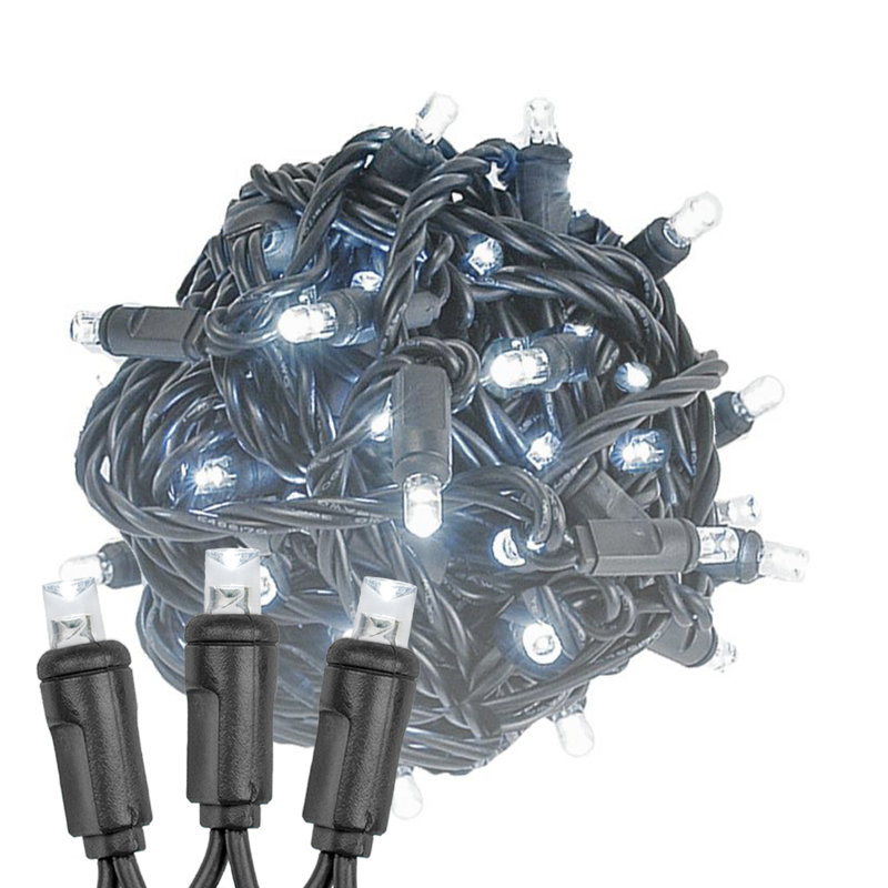 Outdoor 100 - Bulb 50'' Plug-in LED Wide Angle LED String Light, Pure White, Black