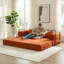 Convertible Corduroy Floor Sofa Bed with Detachable Armrests & Pillows-1204851874