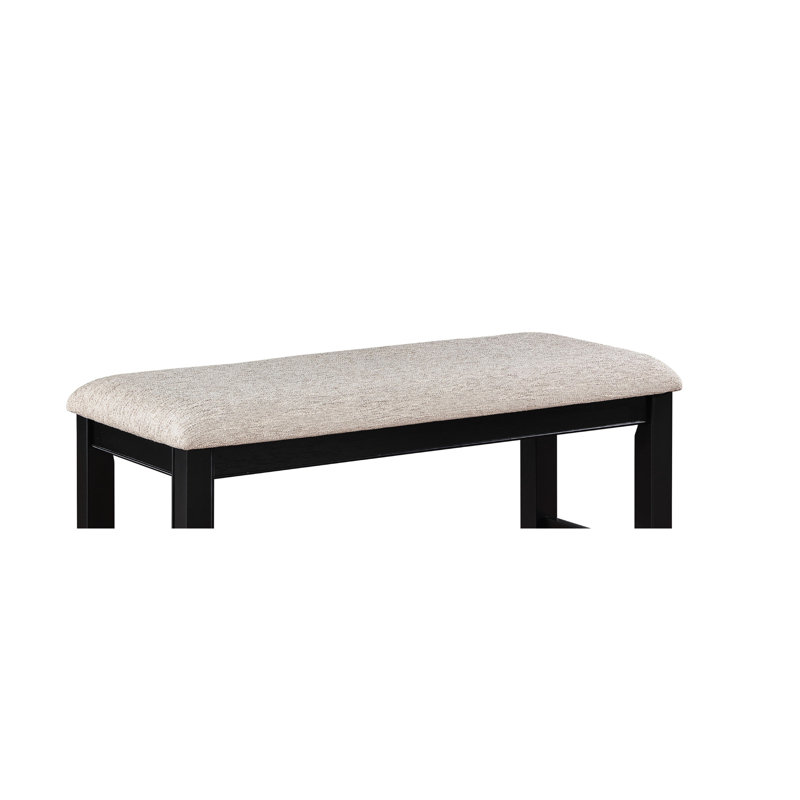 Contemporary Counter Height Bench With Linen Upholstered Seat And Non-slip Footrest Rectangular Dark Grey