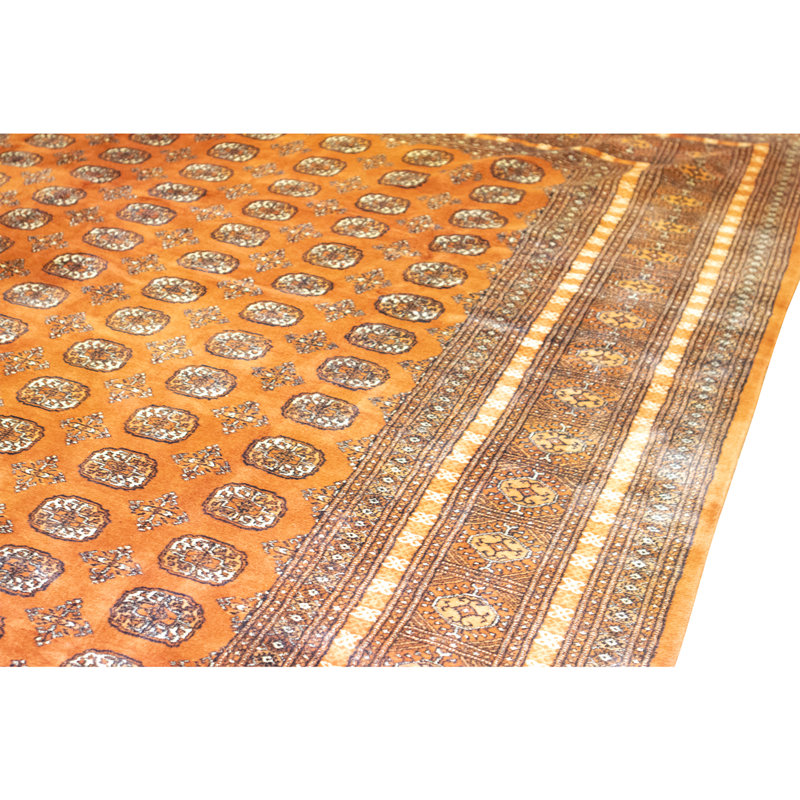 Hand Knotted Wool Area Rug in Rust