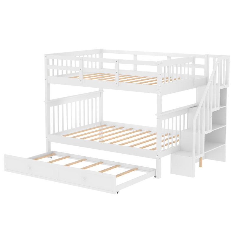 Eraldo Kids Full Over Full Bunk Bed with Trundle, White