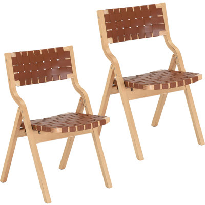 Chaises pliantes en bois, chaises pliantes, chaises de salle à manger en bois empilables pour la cuisine et la salle à manger, siège et dossier tissés, ensemble de 2 chaises de salle à manger