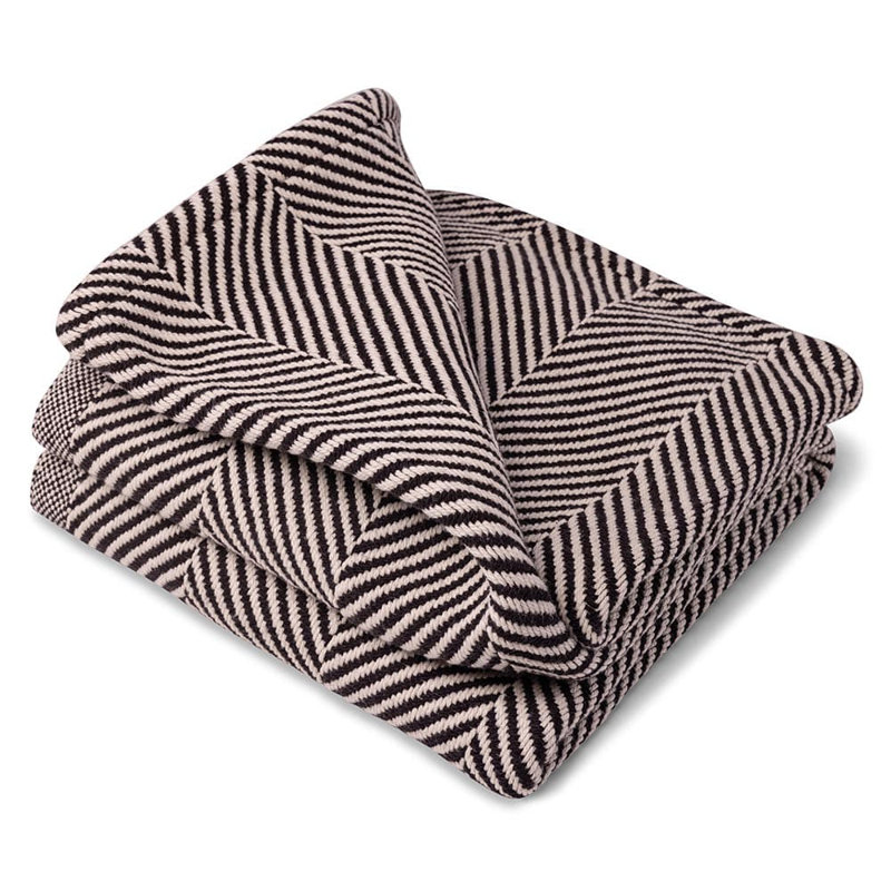 Monhegan Black and White Cotton Herringbone Throw