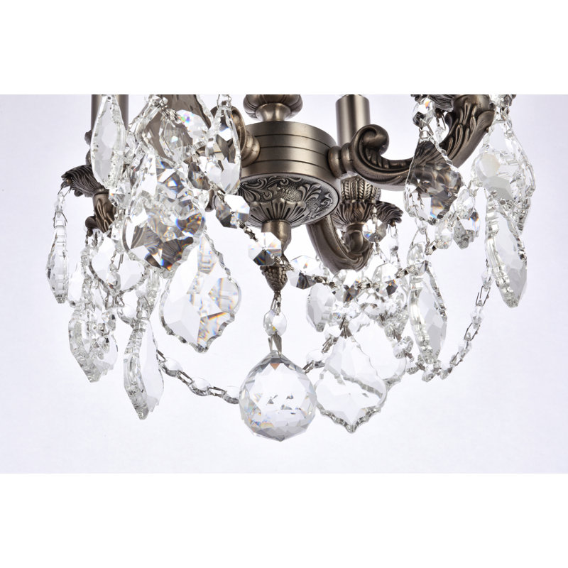 Downes 4 - Light Dimmable Classic / Traditional Chandelier, Royal Cut, Clear, Pewter