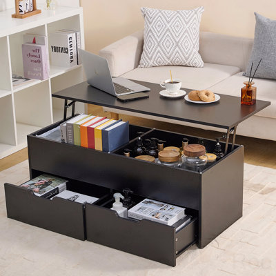 Table basse avec rangement et plateau de rangement à 2 tiroirs