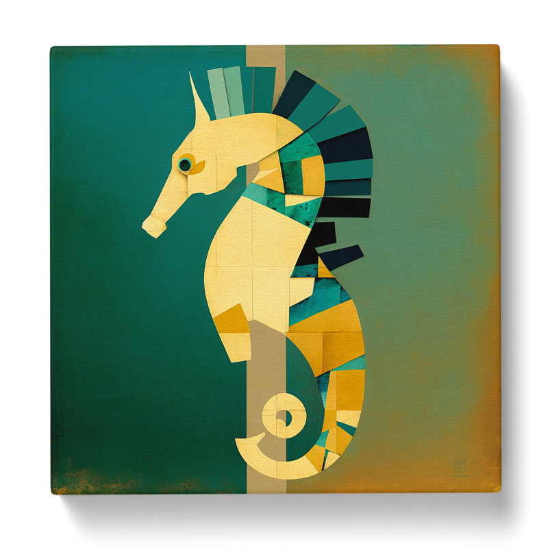 Seahorse Suprematism - Wrapped Canvas - Framed Print, 35cm H x 35cm W x 3cm D