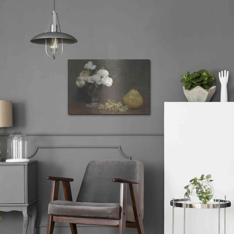 «White Roses and Fruit» par Stellar Design Studio, art mural en métal, 36 po x 24 po, H 16 po x l 24 po