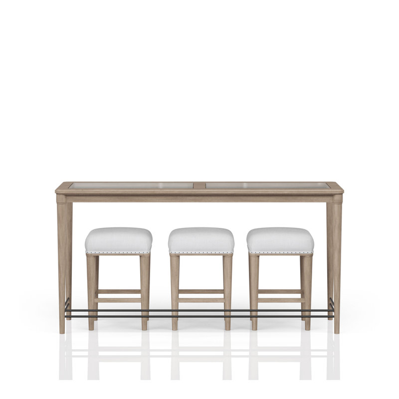 Console en verre givré avec 3 tabourets