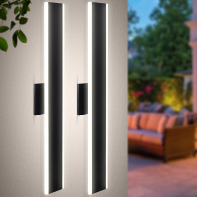 Applique murale d'extérieur à DEL, 2400 lumens, 5CCT, IRC à intensité variable, angle de 120 °, ETL, noir - Luminaire d'extérieur moderne