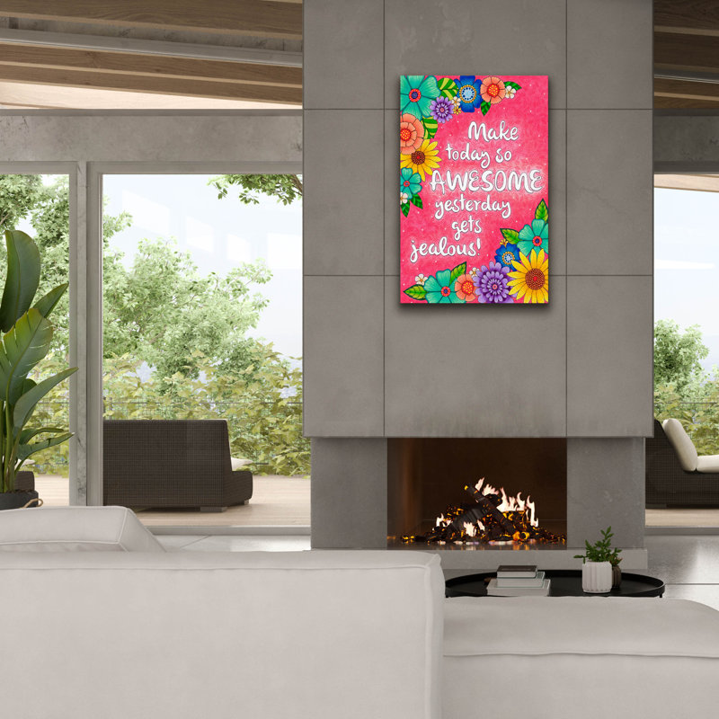«Make Today Awesome» par Hello Angel, art mural sur toile, H 40 po x l 26 po x P 1,5 po