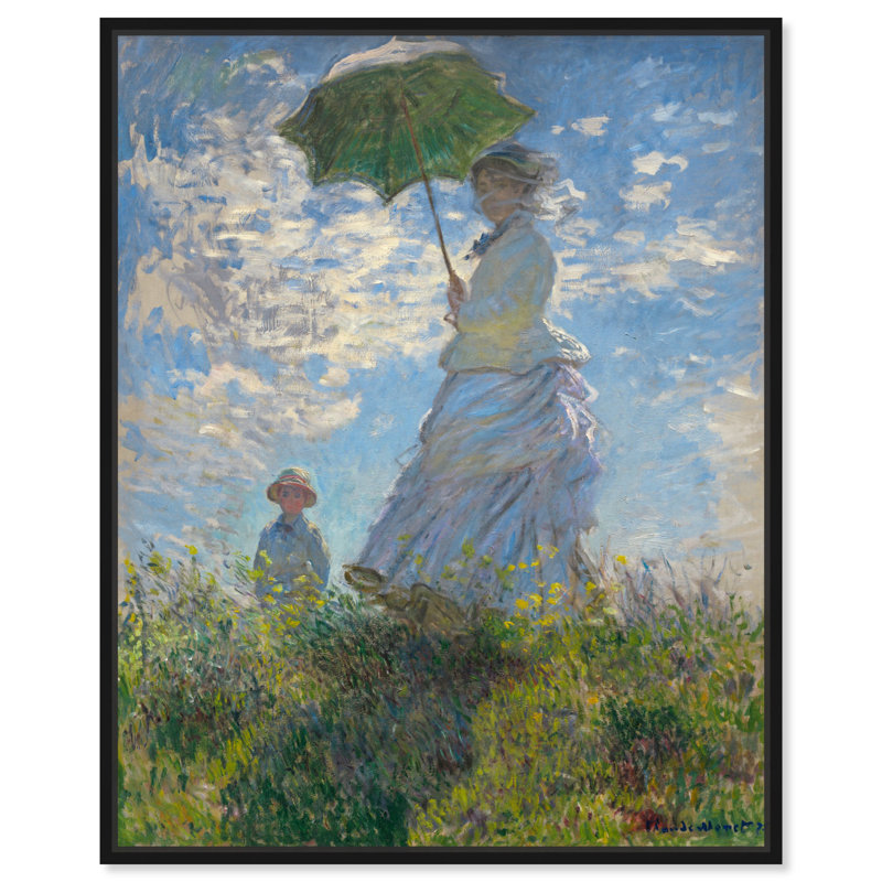 «Woman With A Parasol Canvas» par Art Remedy, Cadre noir, H 21 po x l 17 po
