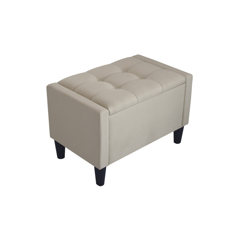 Friesen Polyester Blend Upholstered Storage Bench, Beige Linen, 19.4" H x 29" W x 18.3" D