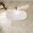 63" x 29" Freestanding Solid Surface Soaking Bathtub, White with Grey Marble Veining, Oval Freestanding Tub for Bathroom