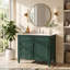 Meuble-lavabo autoportant 36 po en bois aggloméré avec lavabo en céramique blanc, armoire de salle de bain verte avec 2 tiroirs, tablettes de porte réglables et tiroir basculant-130996261-130996266