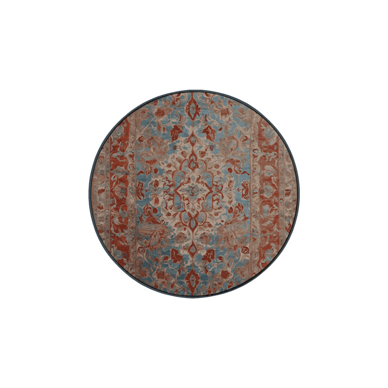 Machine Washable Brown Area Rug, Round 8'