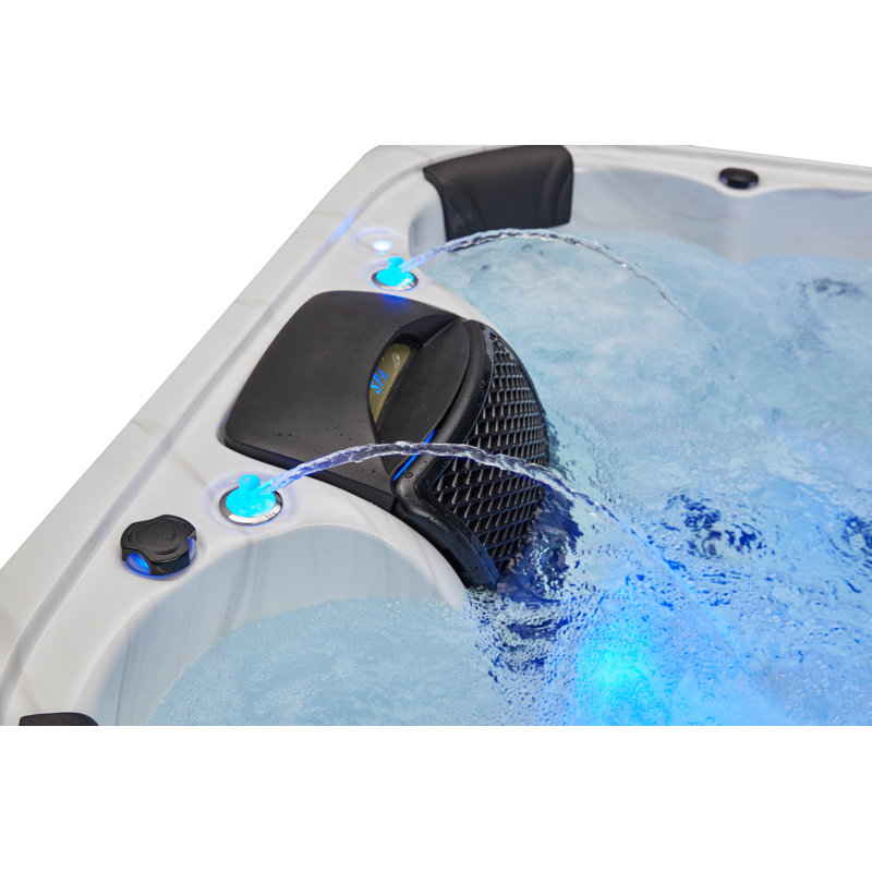 Gray and White 5-Person Luxury Hot Tub with Jets and Ozonator