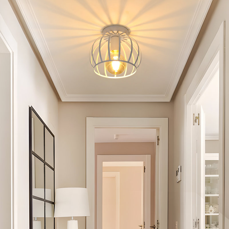 Vintage Semi Flush Mount Ceiling Light Fixture, White