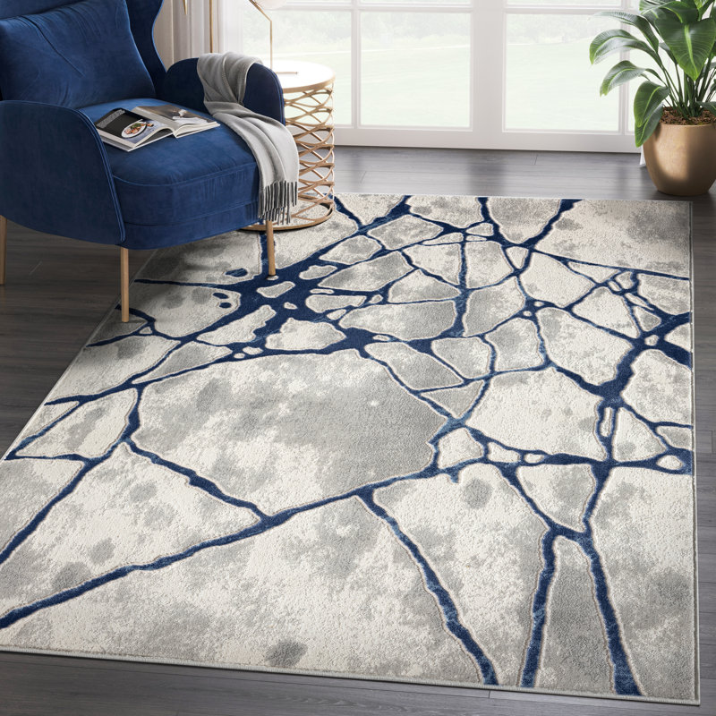Tapis gris / bleu Abani Skelton Collection ATL200C, Rectangle 5 pi 11 po x 8 pi 11 po