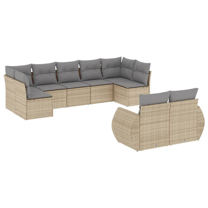  Ensemble de canapé de jardin modulaire en rotin de polyester beige et gris clair