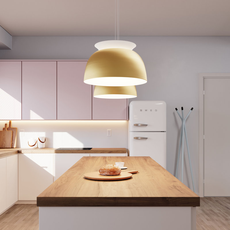 Belle 1 - Light LED Pendant, Brass, 11.5" H x 18" W x 18" D