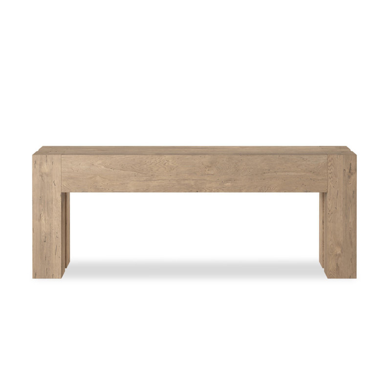 Lockney Console Table, Whitewash Rustic Wormwood Oak, 33" H x 86" W x 20.25" D
