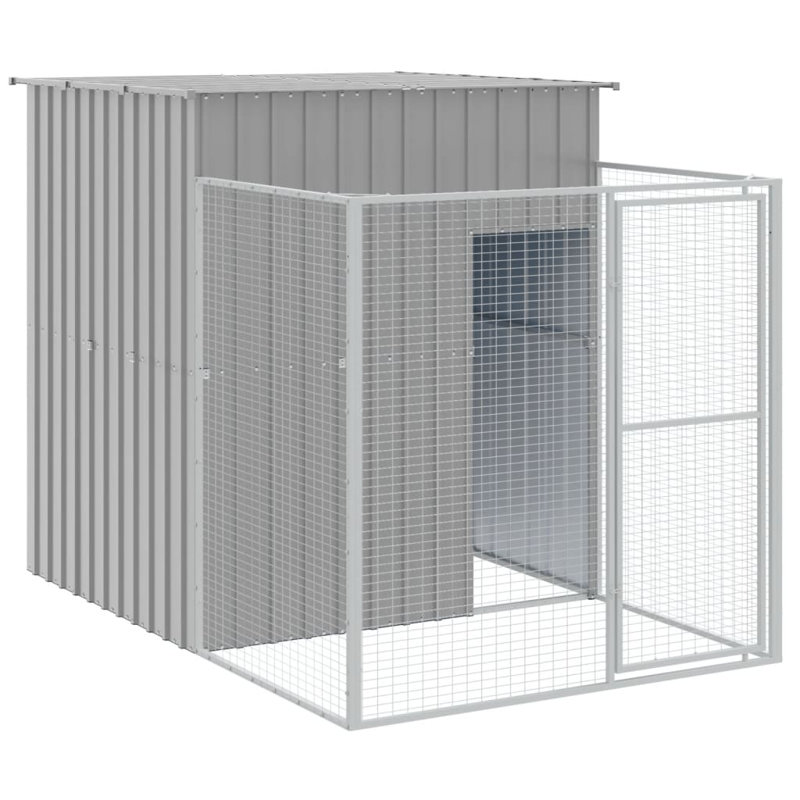 Niche pour chien en métal, H 71,3 po x l 65 po x P 179,1 po, Gris clair