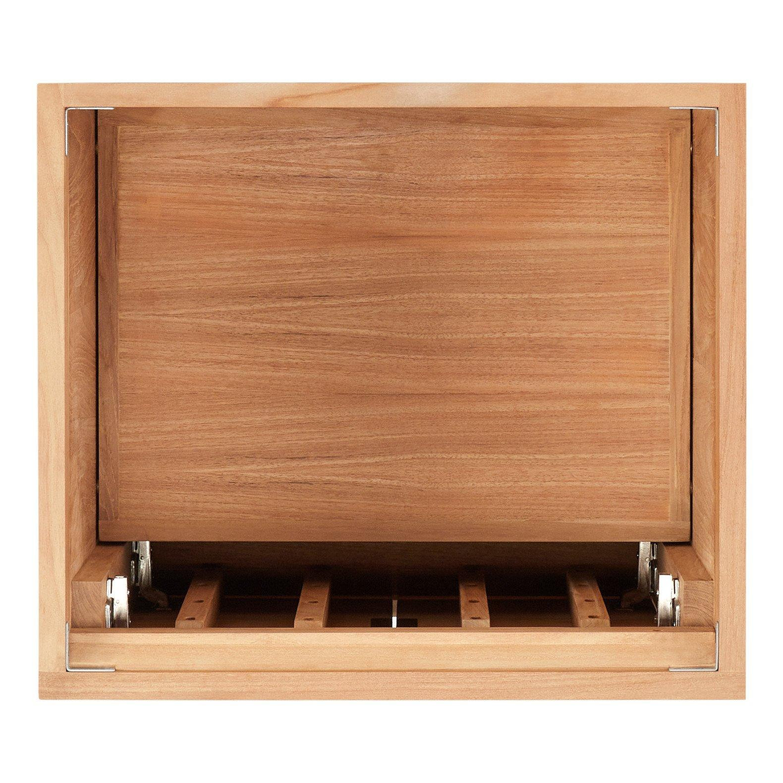 Aliso 24" Carrara Marble Single Bathroom Vanity, 8" Widespread, Arctic White Quartz, Natural Teak