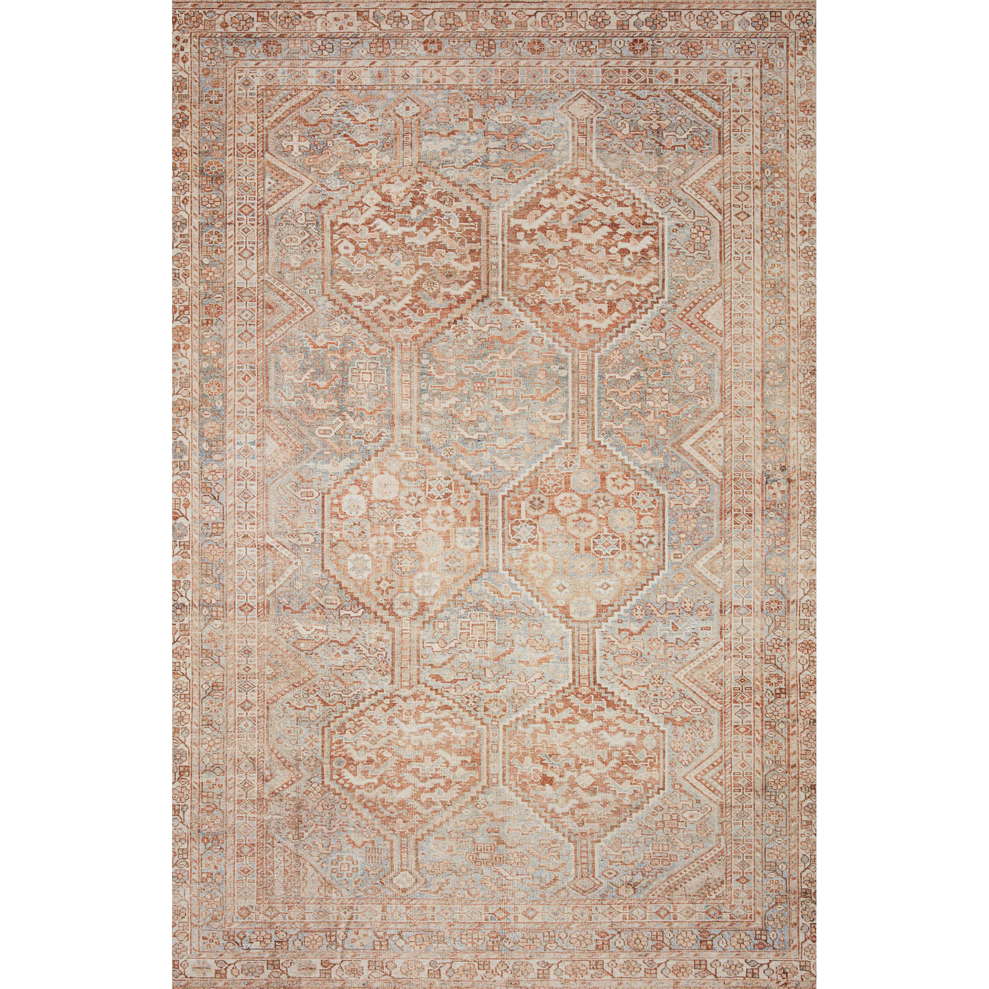 Chris Loves Julia x Loloi Jules Geometric Tangerine/Mist Area Rug, Rectangle 9'6" x 14'