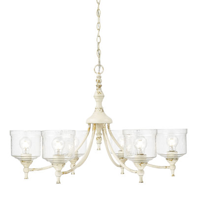 Iselle 9 Light Chandelier with Hammered Water Glass Shade