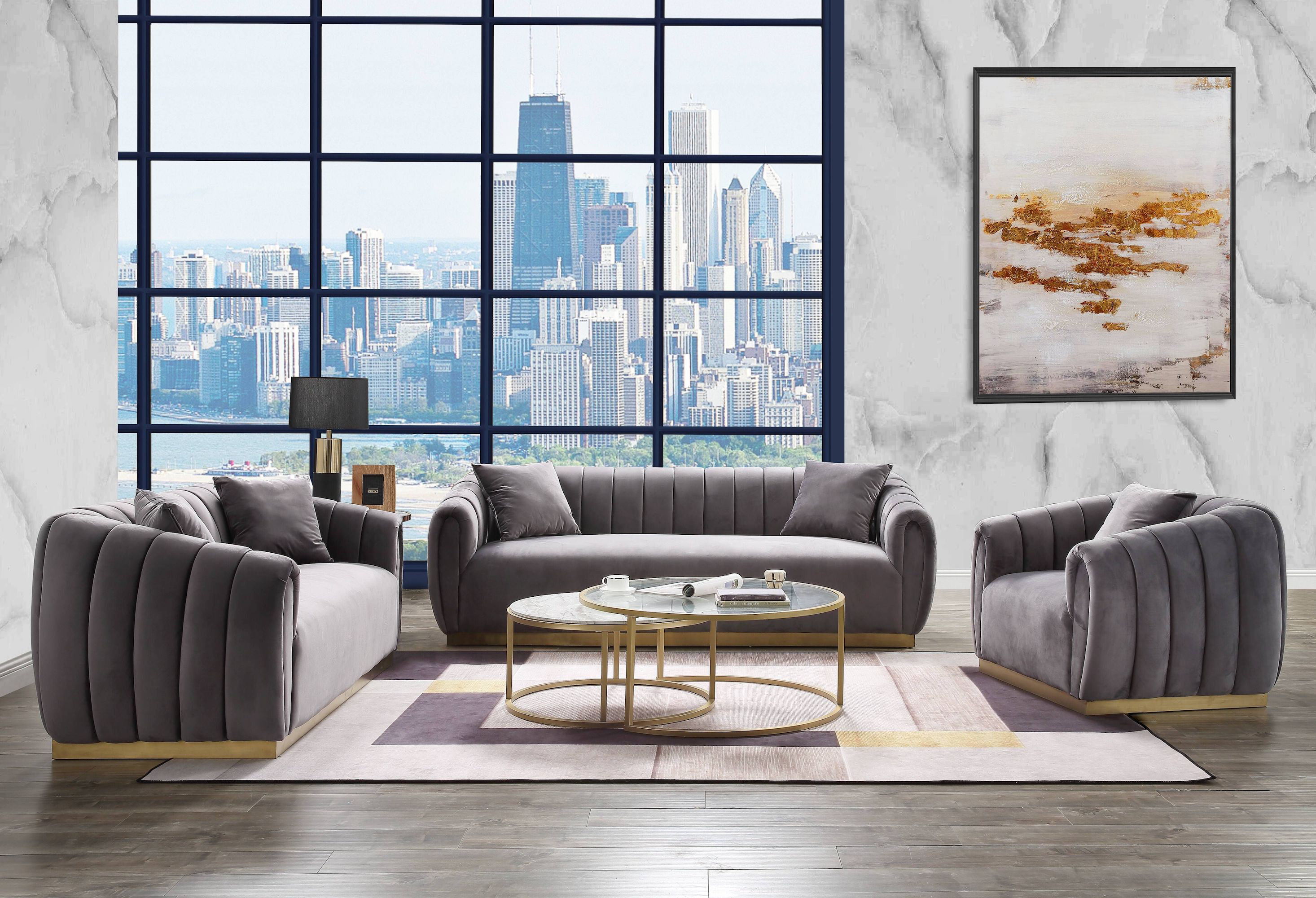 Everly Quinn 3 Piece Velvet Living Room Set | Wayfair