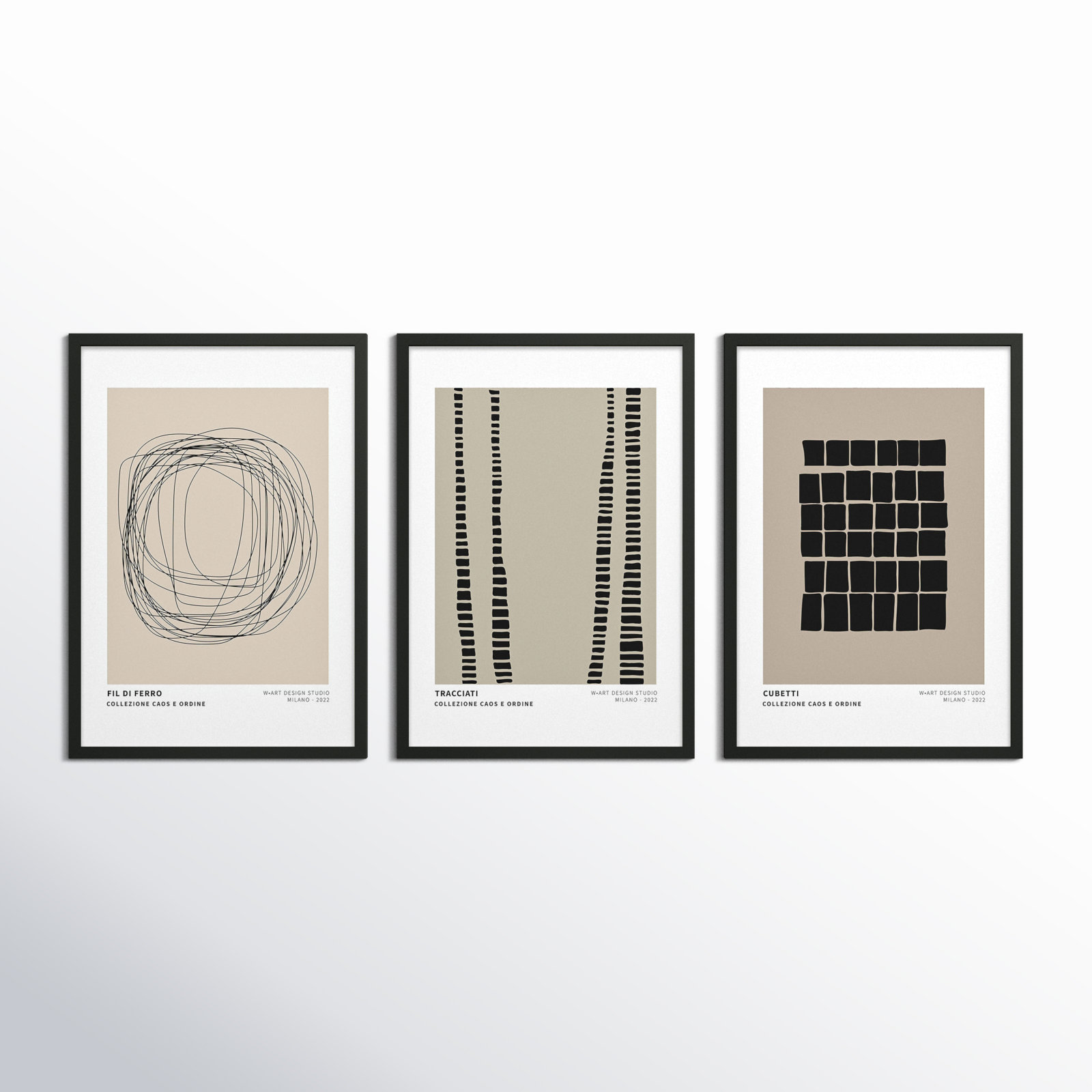 Caos E Ordine 2, Black Framed Paper, 20" H x 42" W x 1.25" D