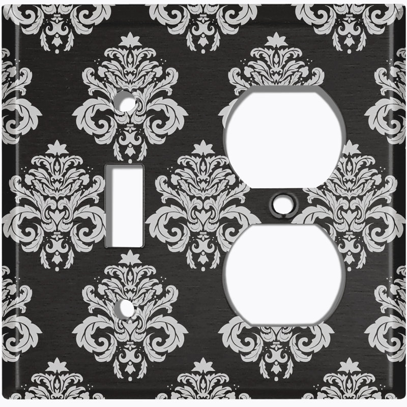 Patterned 2 - Gang Standard Combination Wall Plate, Black