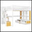 Lit mezzanine double avec bureau et tablettes