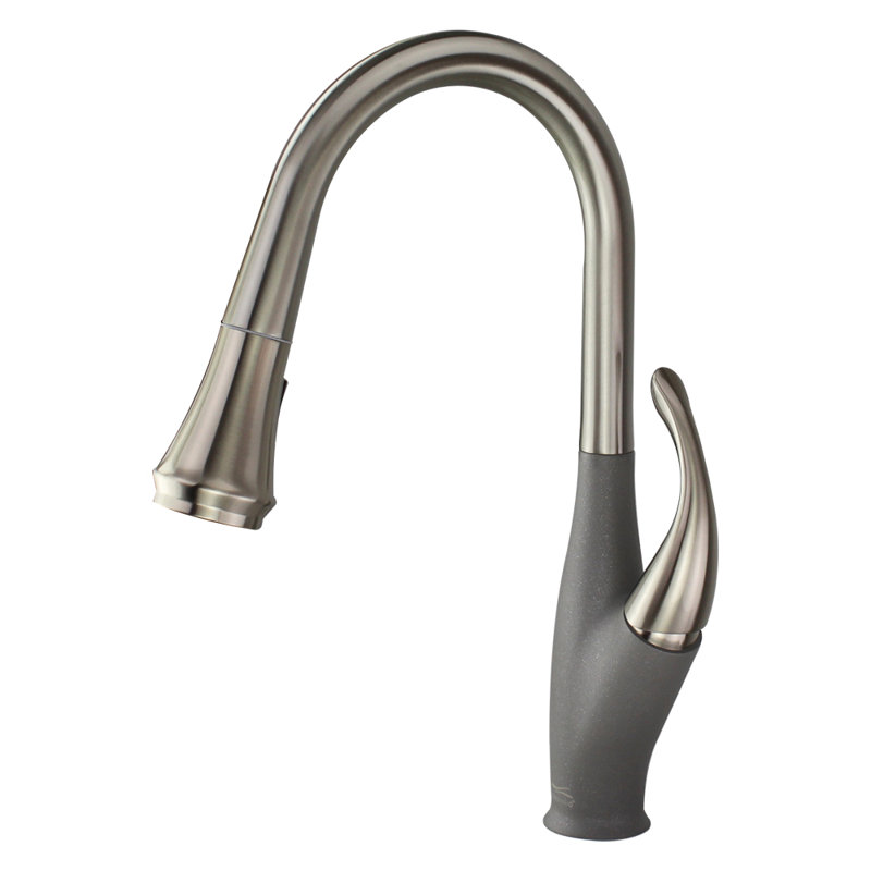 Transolid Layla Pull Out Kitchen Faucet, Luxe Stainless/Gray