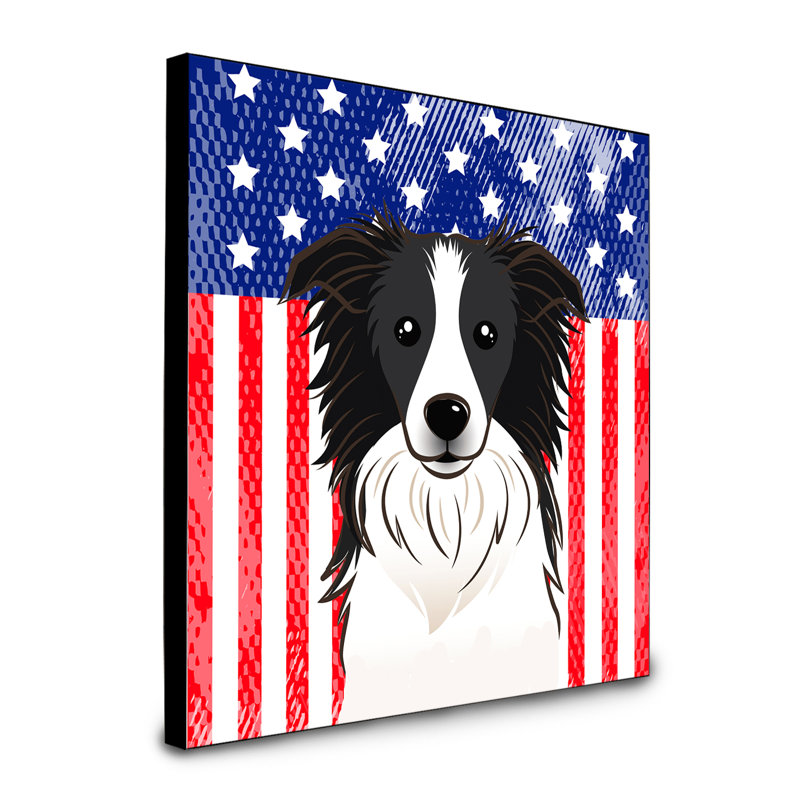 « american flag », art encadré Macomb, Border collie