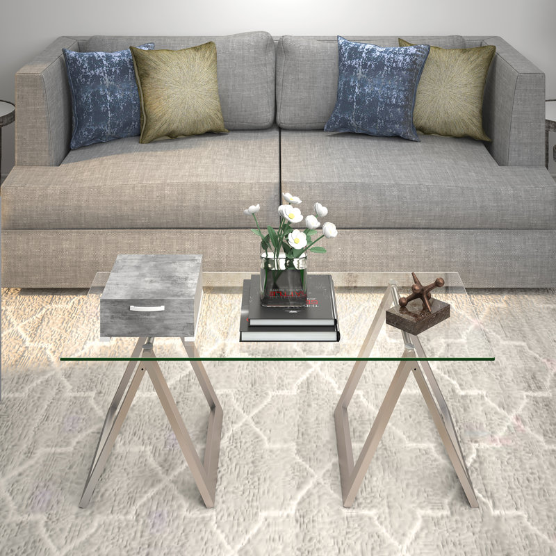 Cross Legs Coffee Table, Nickel