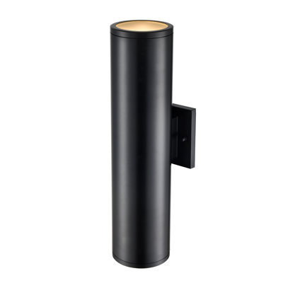 Applique murale d'extérieur 2 lumières de couleur thermolaquée avec verre givré Wrought Studio ™ Marcellyn