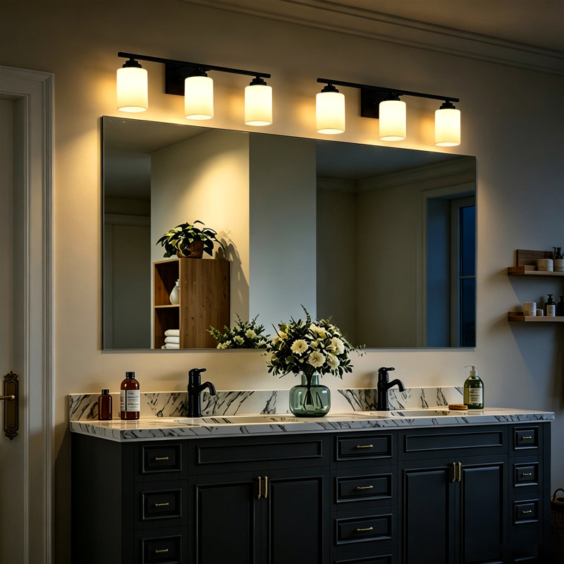 Éclairage pour meuble-lavabo Burdene, Noir mat, 3