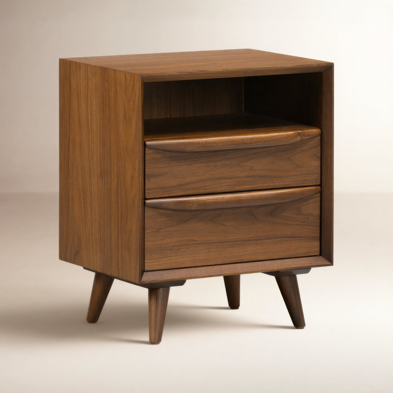 Cura American Black Walnut Wood Nightstand