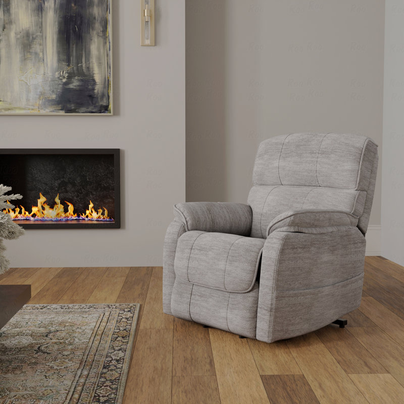 Chaise rembourrée en tissu moelleux avec fonction Power Lift en colombe Lucie