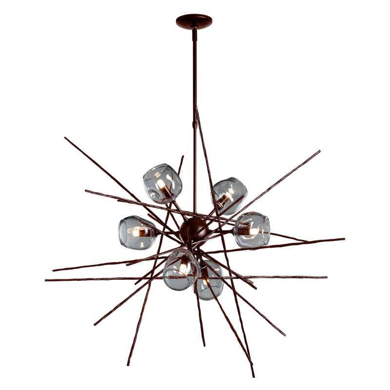 Griffin 6 - Light Chandelier, Cool Gray, 56.6" H x 39.2" W x 38.8" D, Black
